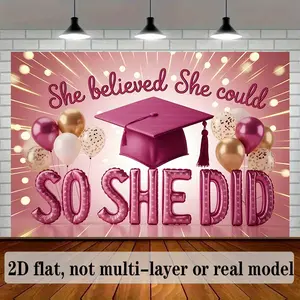 Graduation & Grad Party Backdrop – Pink Theme Tapestry, Wall Hanging, Photography Background, Polyester HD Print, Room, Wall, Celebration, Event Decor