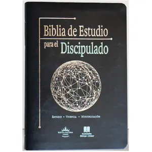 Biblia de Estudio para el Discipulado RVR 1960 Black Leather Soft Cover Spanish Edition with 15700 Study Notes & 459 Small Group Studies