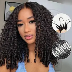 Rhiso Hair Burmese Curly Crochet Hair Natural Black Machine Made Feather Human Hair Extension