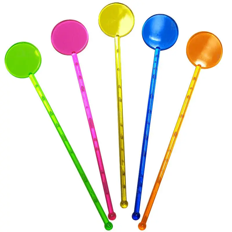 BarConic® Round Top Drink Swizzle Stick - 6.5 Inches, Attractive Tropical Design, Bag of 100, Cocktail Serving Utensil for Bar & Party Use