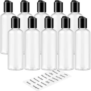 10 Pack 3.4 oz Clear Travel Bottles for Toiletries TSA Approved Leakproof Travel Size Containers Empty Small Plastic Shampoo Lotion Bottles with Labels