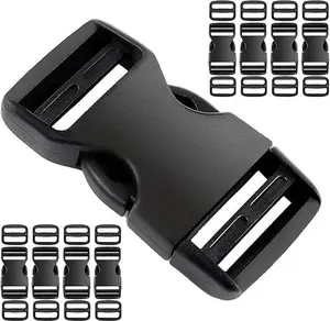 8 Set 1 inch buckles for straps Clip Quick Side Release Buckles,buckle straps with 16 Pcs Slide Clips,plastic buckle clips