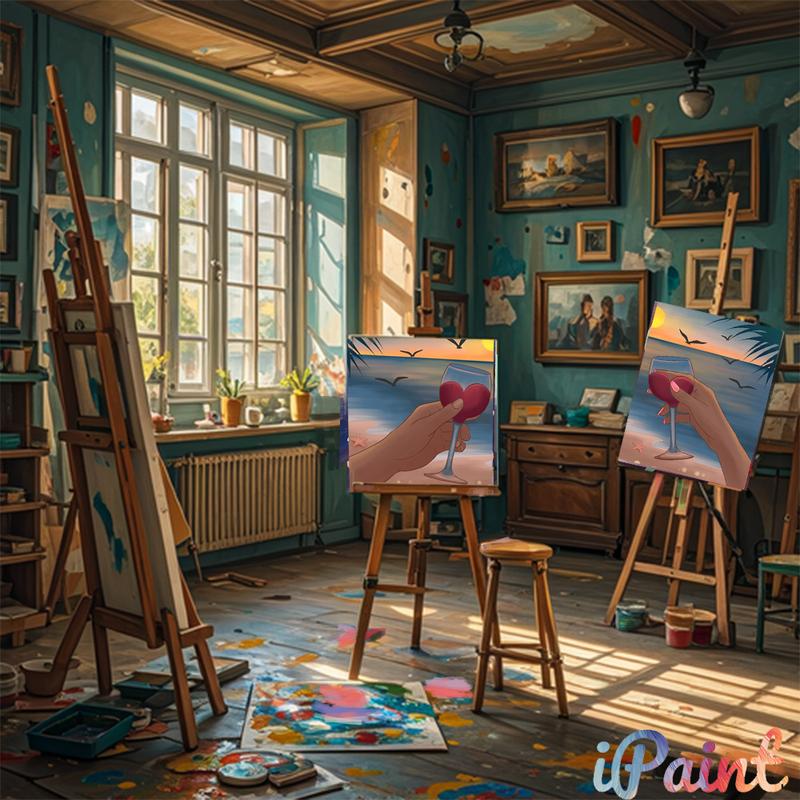 2Pcs Paint and Sip Kit for Adults,Pre Drawn Canvas to Paint of Home Painting Couples for Party,Couples DIY Acrylic Painting Kits Date Night 8×10