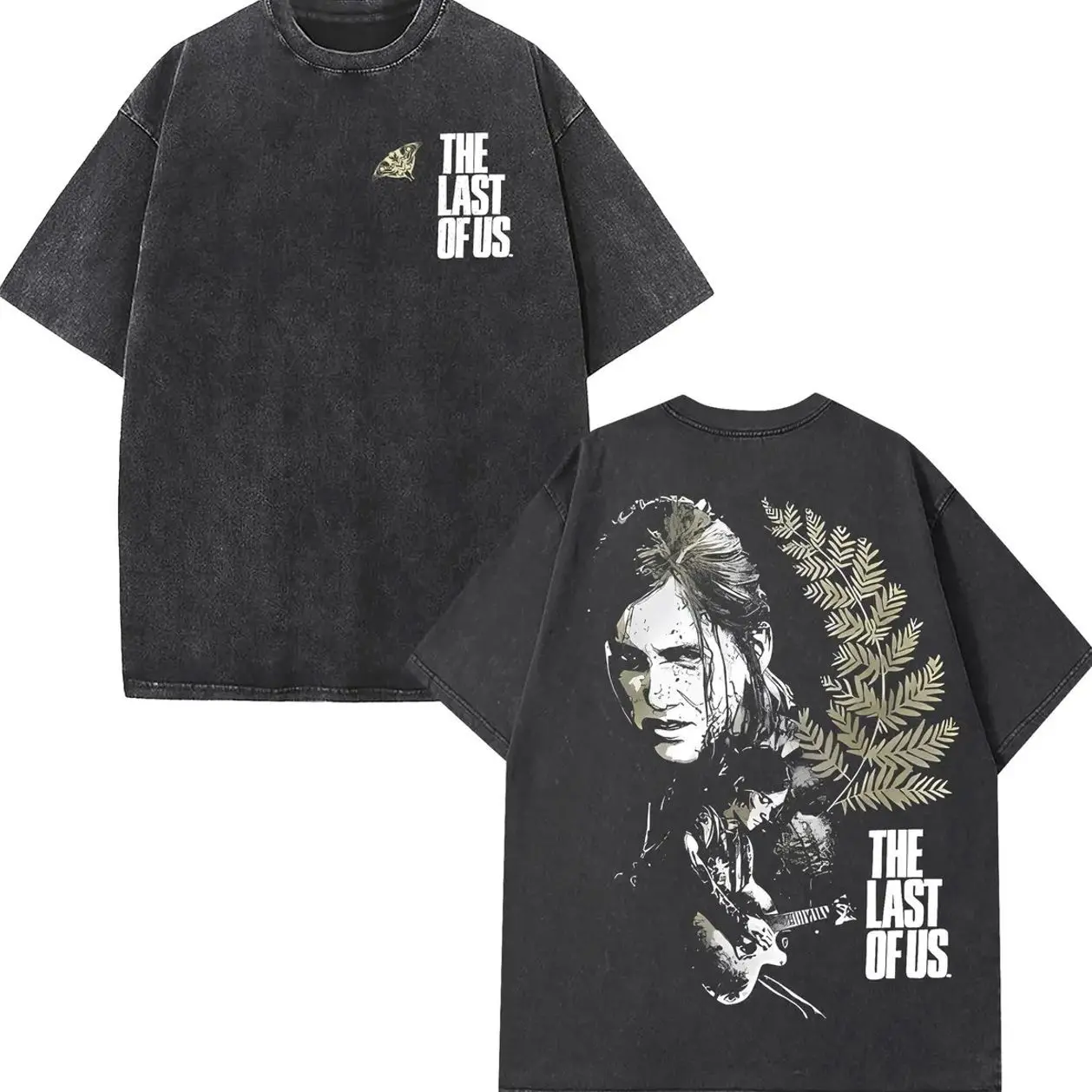 The Last Of Us Ellie Fern Two-Sided Washed T Shirts Men Women Streetwear Hip Hop Graphic Tees Tops Short Sleeve Menswear Classic Fabric Collar Oversized J4P