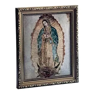 Virgen de Guadalupe 9"x11" CUADRO Full Body Picture Frame Cushioned Tela Texture Tapestry Acolchonado Brand New Religious Decor Cloth Our Lady of Guadalupe