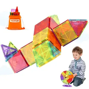 VEVOR 121-PCS Colorful Magnetic Tiles Building Toy, 3D Magnet Blocks Construction Set for Kids, Father's Day Gift