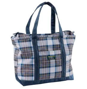 LLBEAN Everyday Lightweight Plaid Tote, Large Capacity Shoulder Bag with Durable Fabric, Work Travel Shopping Casual Women Carryall Bag