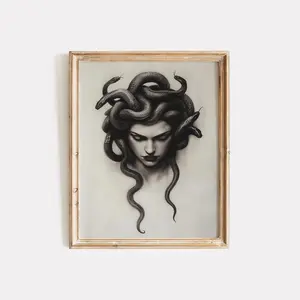 Medusa Print | Vintage Gorgon Wall Decor | Greek Mythology Art | Gothic Dark  Aesthetic | Frameless 6