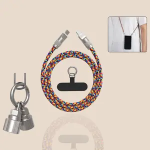 Phone Lanyard with Fast Charging Cable Handheld 11.7in &  Crossbody 47.2in Design PD240W High-Speed Nylon Data Transfer Cord Phone gen case for iPhone Android Samsung iPad case