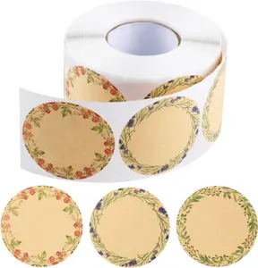 BESARME 600 Pcs 2" Canning Labels for Jar Easter Gift Tag Stickers Kraft Labels for Jar Floral Stickers Food Containers Lids Spice Bottle Sticker
