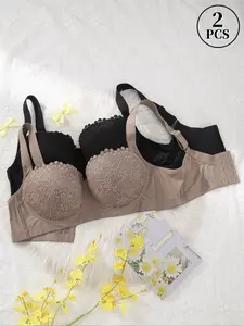 Multipacks Plus Size Bras For Women  Back To School Bra Basic Style Supportive Underwire Bra Full Coverage Bra Push Up Lingerie Anti Sagging Bra Sexy Lace Breathable Bra Everyday Bra Casual Buckle Fit