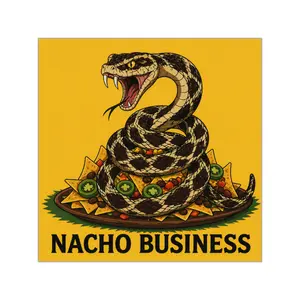 Nacho Business snake on nachos Square Vinyl Stickers | Snack humor, Don't Tread On Me