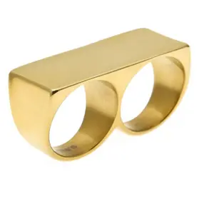 Unisex Personality Double Finger Ring - Hip-hop Retro Punk, Stainless Steel, US Size 10, 20MM Width Perfect Gift for Lovers, Friends,Boyfriends,Girlfriends,Wife,Husband,Thanksgiving,Independence Day, Halloween,Black Friday, Christmas, and New Year w244