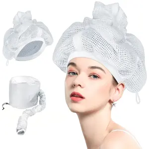 2pcs Net Plopping Cap for Drying Curly Hair, Adjustable Net Diffuser Cap Curly Hair, Hair Dryer Bonnet with Drawstring Hair Plopping Bonnet for Fast Drying