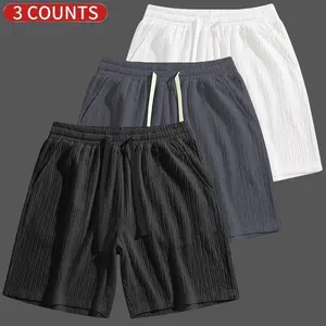 3 packs Men's Plain Solid Color Drawstring Pocket Shorts, Mens Clothing, Athleisure Casual Elastic Waist Pockets Shorts for Summer Breathable Men's Athletic Bottoms for Daily Wear,Summer Shorts SpringStatements