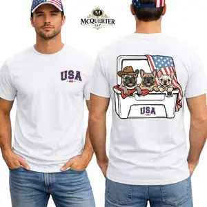 Dog Patriotic Tee, French Bulldog USA Flag Cooler Back Print, USA 250th Anniversary Shirt, 1776 2026 America 250th Anniversary Gift for Men and Women, 4th Of July 2026 Day Shirts.