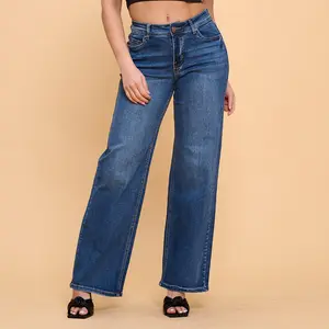 LOW RISE WIDE LEG DENIM JEANS SUPER STRETCHY - LOVER BRAND FASHION