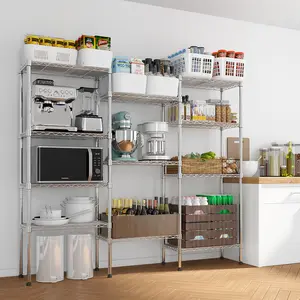 2PCS 5 Tier Adjustable Storage Shelves,Corner Shelf Storage Shelving Organizer Units for Kitchen & Garage,59.06''H,Standing Shelf Units