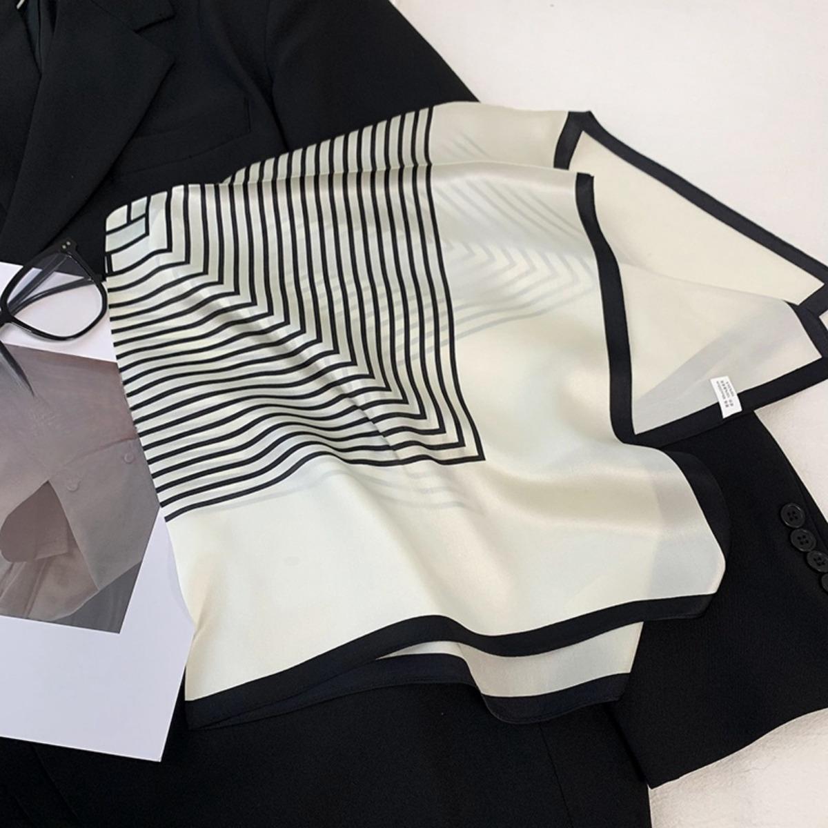 Women’s imitation silk scarf, women’s scarf, silk headscarf, striped style, square scarf, multifunctional neck scarf, hair accessory, girls’ accessories, women’s scarf