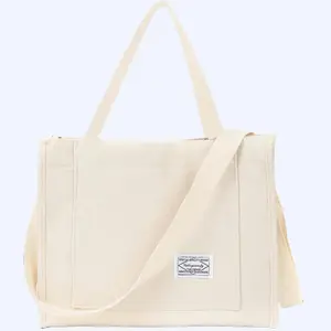 Corduroy Tote Bag - Large Crossbody & Shoulder Bag, Versatile Everyday Travel Bag, Durable Material, Practical Design, A4 Capacity Multicolor