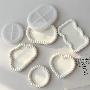 Twisted Edge Hemp Rope Cement Plaster Coaster Silicone Mold DIY Crystal Resin Storage Tray Plaster Mold