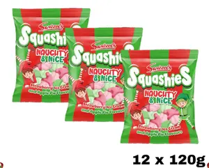 Swizzles Squashies Christmas Naughty & Nice 12 Pack Limited Edition Apple Pie And Strawberry Ice Cream 5 Ounce Peg Bag Sour Peach Gummies Bonbon Candy Snack Sweet
