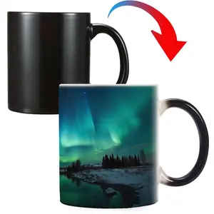 Color Changing Mug, 1 Count Aurora Borealis Pattern Heat Sensitive Mug, Magic Mug, Ceramic Mugs, Coffee Mug, Perfect Birthday, Party, Holiday, Christmas Gift Idea, Drinkware