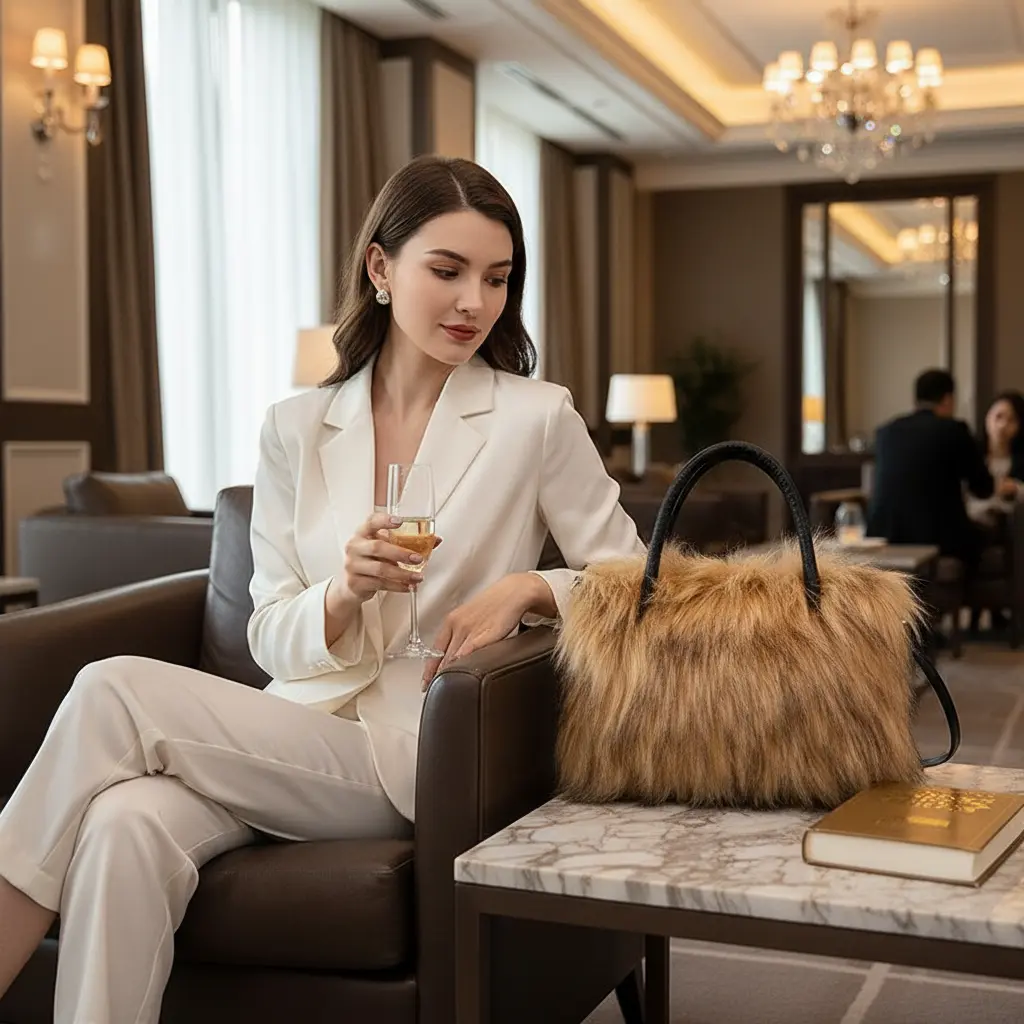 美品 Paul Smith FUR LEATHER SHOULDER BAG Axis Deer Skin With Fur on and Genuine Leather Medium Shoulder Bag