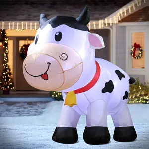 6FT Cow Inflatables Christmas, Blow up Animals Cute Dairy Cattle,Decorations Outdoor Yard Built-in LED Lights Big Large Highland Highlander Decor Party Farm Lawn Holiday Outside