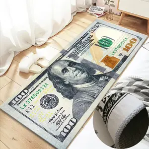 Dollar Bill Long Carpet for Hallway Hundred Dollar Bills US Currency Vintage Hundred Dollar, Carpet Non-slip Carpet Indoor Doormat Entrance Doormat Washable Kitchen Carpet Home Decor Room Decoration