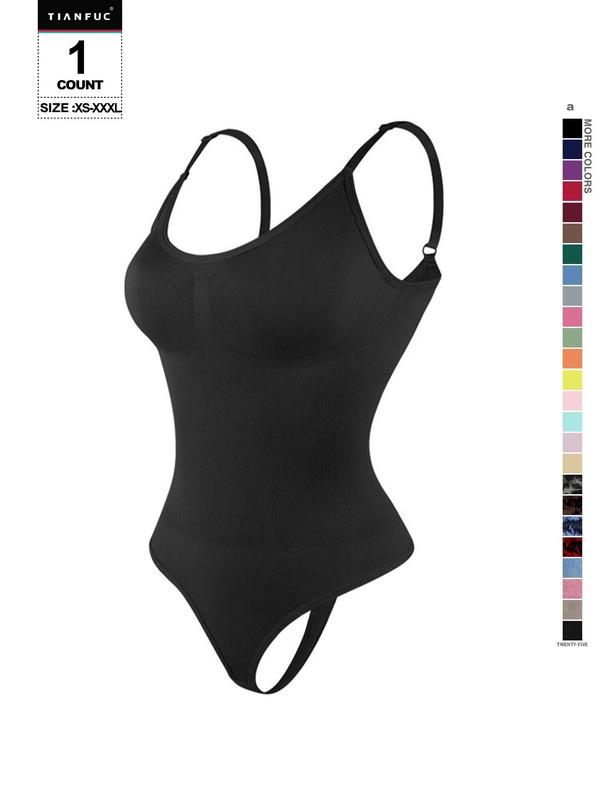 Women's Solid-Color Adjustable-Strap Shapewear Bodysuit, Tummy-Control Spaghetti-Strap Slim Shaper, Seamless Underwear for Women, Invisible Shaper