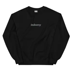indoorsy embroidered crewneck – gender neutral sweatshirt – soft cotton knit