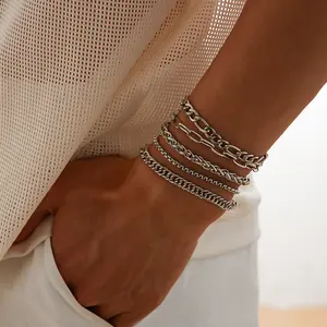 Men's Hip-hop Multi-layer Stacked Bracelet Set, Versatile Niche Chain Jewelry Men