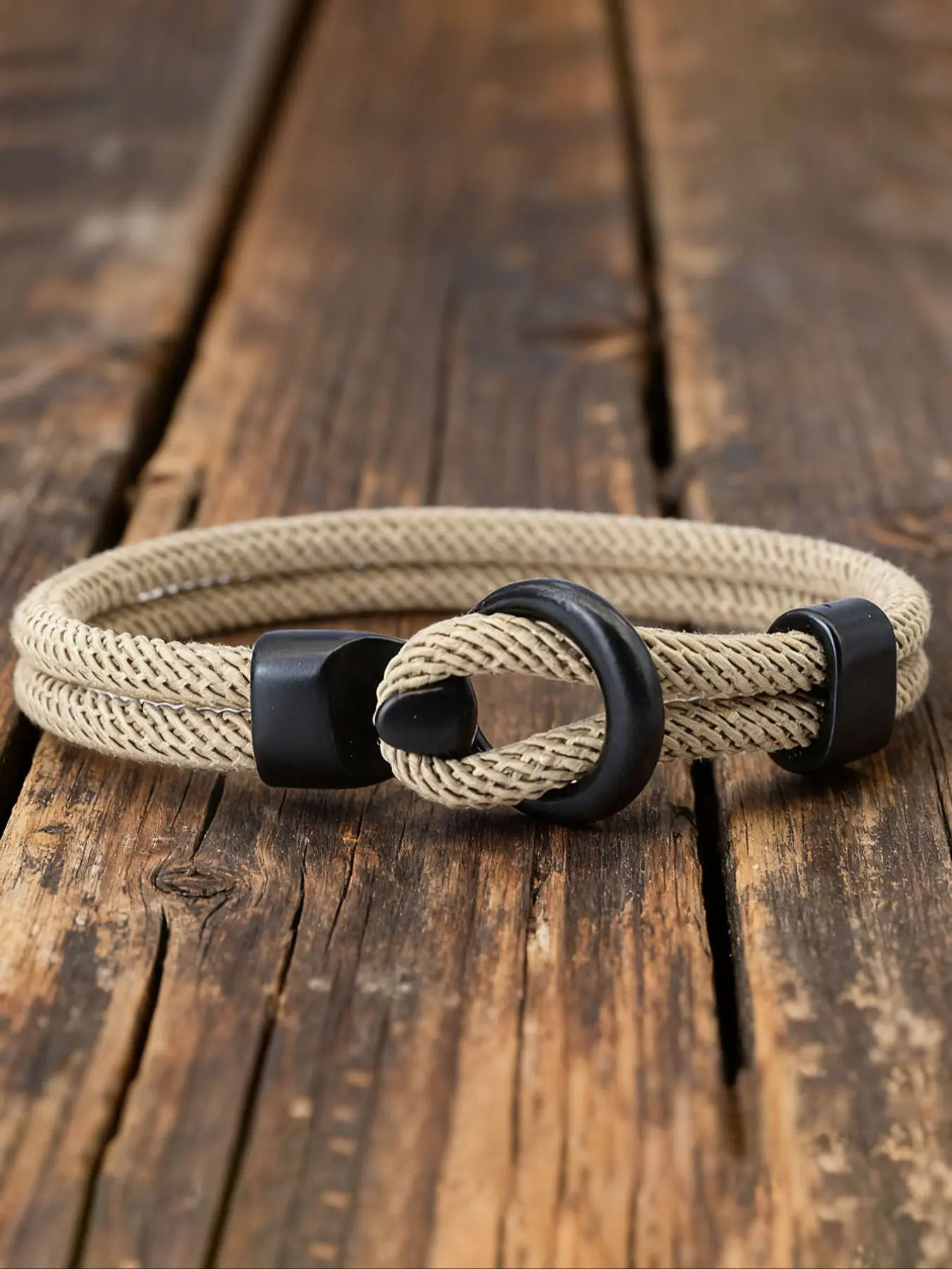 Men's Nautical Rope Bracelet, 4mm Surf Style Design, Outdoor Survival Jewelry Gift, Easy Hook Closure, Durable Marine Accessory, Casual Trendy Jewelry