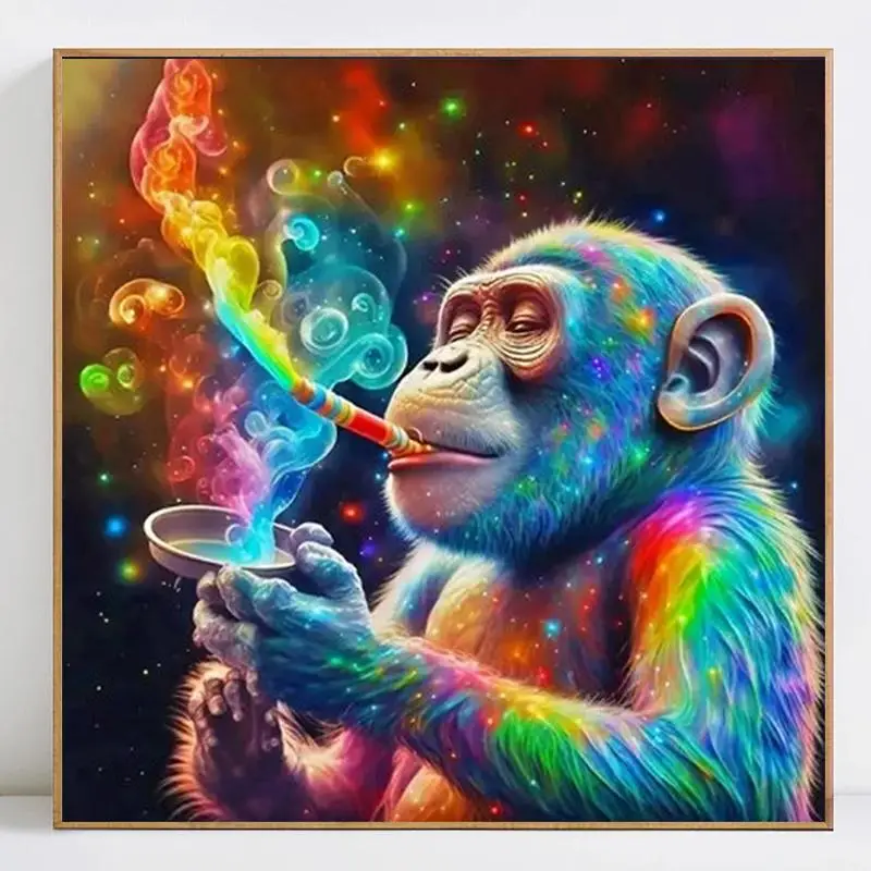 Colorful Monkey Pattern DIY Diamond Arts Colorful Painting Kit without Frame, DIY Diamond Arts Colorful Painting Kit, DIY Home Decor for Bedroom Livin