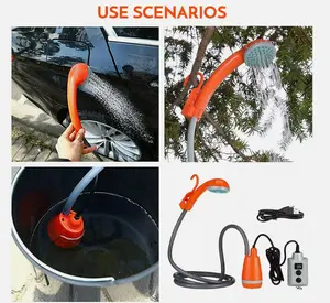 Portable Camping Shower Pump with 2200mAh USB Rechargeable Battery