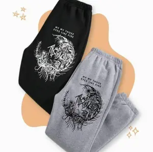 Sleep Token - My Those Eyes Like Fire Print Vintage Sweatpants, Women's Letter Print, Ladies Summer Clothes For Daily Wear, Trendy Top Sweatpants, Cotton Graphic Casual Sweatpants, Gift For Fan, Men and Women