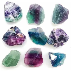 Raw Fluorite Stone 1lb ''A'' Grade Rainbow Fluorite Rough Crystal ‌Aroma Stone Green Fluorite Rocks for Cabbing Tumbling Cutting Lapidary Polishing Reiki Crystal Healing