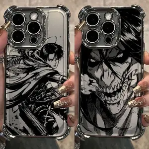 Hot-blooded anime Attack on Titan Plating Phone Case  for iPhone 17, 16, 15, 14, 13, 12, 11 Pro Air Plus ProMax and Samsung S26-S22 Plus shock-absorbing phone cases, fashionable gift.