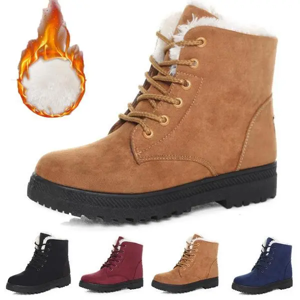 Women’s Winter Snow Boots Short Mid Calf Fashion Boot Faux Suede Boots for Women Cotton Snow Boots Girl Walking Shoes Footwear