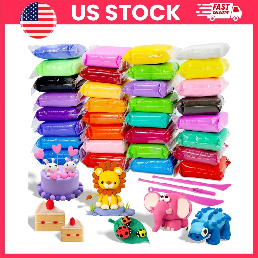 Air Dry Clay Kit, Modeling Clay Set with 3 Sculpting Tools & Storage Bags, Soft Non-Sticky DIY Craft Clay for Kids, Teens & Adults, air dry clay,modeling clay kit, non toxic clay,sculpting clay,air dry modeling clay