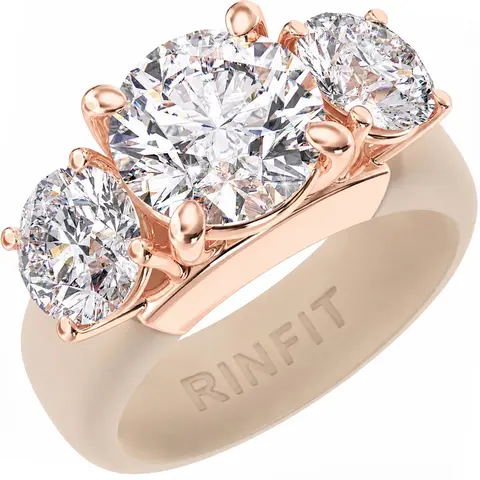 Rinfit Silicone Rings for Women with Three Round Cut CZ Stones, Silicone Engagement Ring and Wedding Ring for Her, Flexible for Work, Gym, Pregnancy, Travel and Everyday Wear, Patented Design