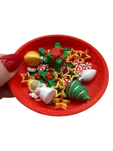 Mini 3D Printed Christmas Fidget Dish with Fillers- holly, peppermint, stars, ornament, gift, tree, lightbulb, angel decor ASMR Decorative Seasonal Gift