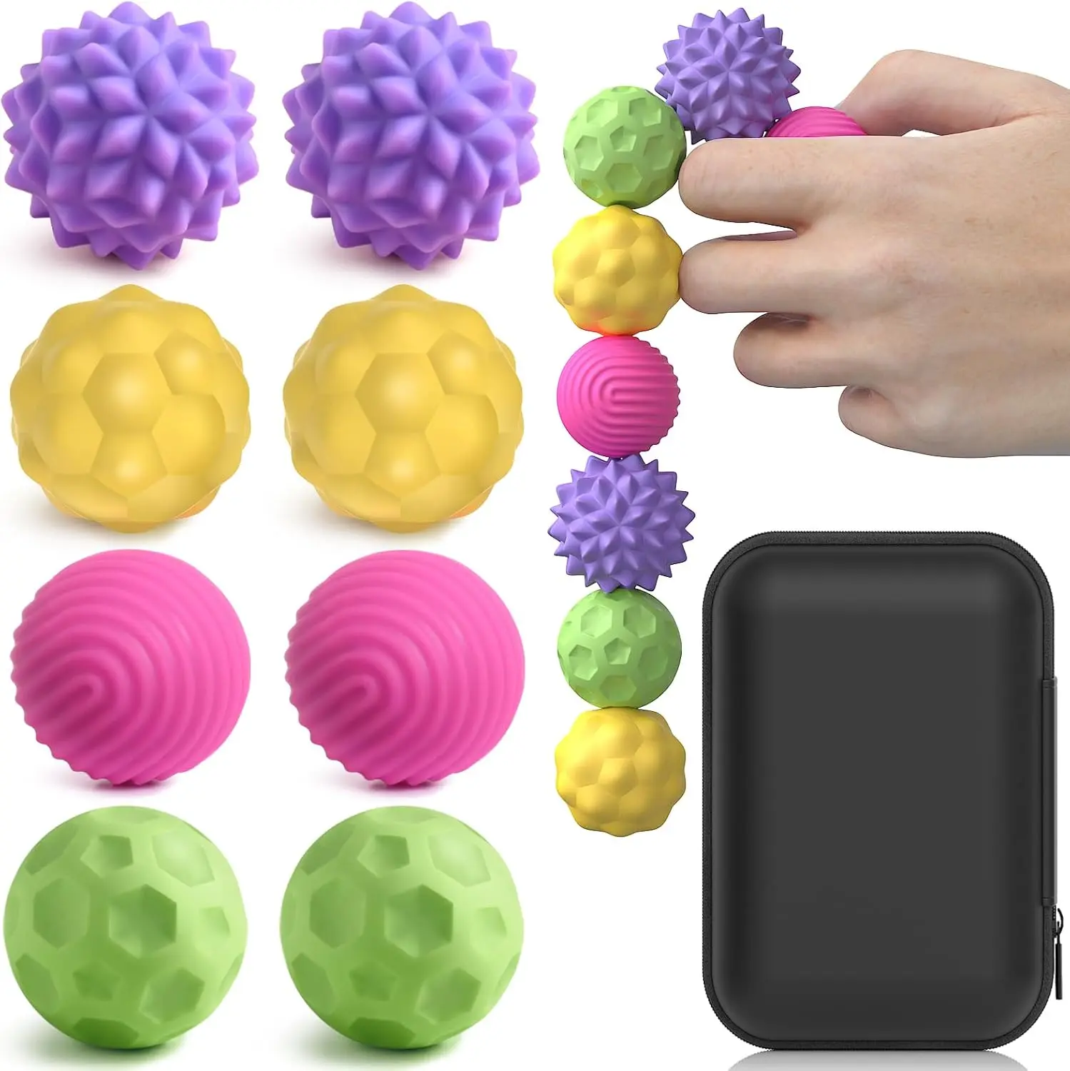 8-Pack Silicone Magnetic Fidget Balls – Textured Sensory Stress Relief Toys for ADHD, Anxiety & Autism – Satisfying Office Desk Toy & Cool Gadget Gift for Adults, Teens, Men & Women