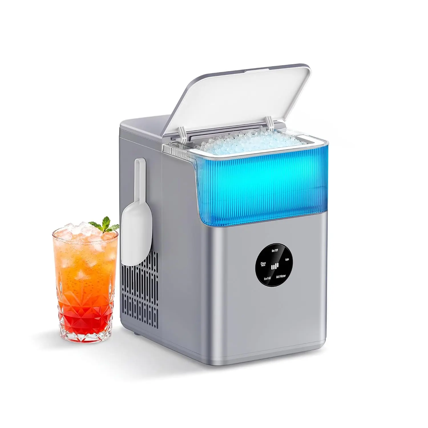 Upstreman Nugget Ice Maker Countertop, 33lbs/24H, Touchscreen Ice Machine with Self-Cleanin Function, Portable Ice Makers for Home Kitchen Office Camping RV-NI33
