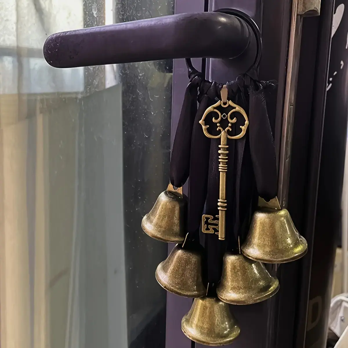 Witch Bell Door Handle Hook, Decorative Knocker for Home Window Sill, No Power Required, Perfect for Halloween & Christmas Decoration, Doorframe Ornament, Holiday Decor