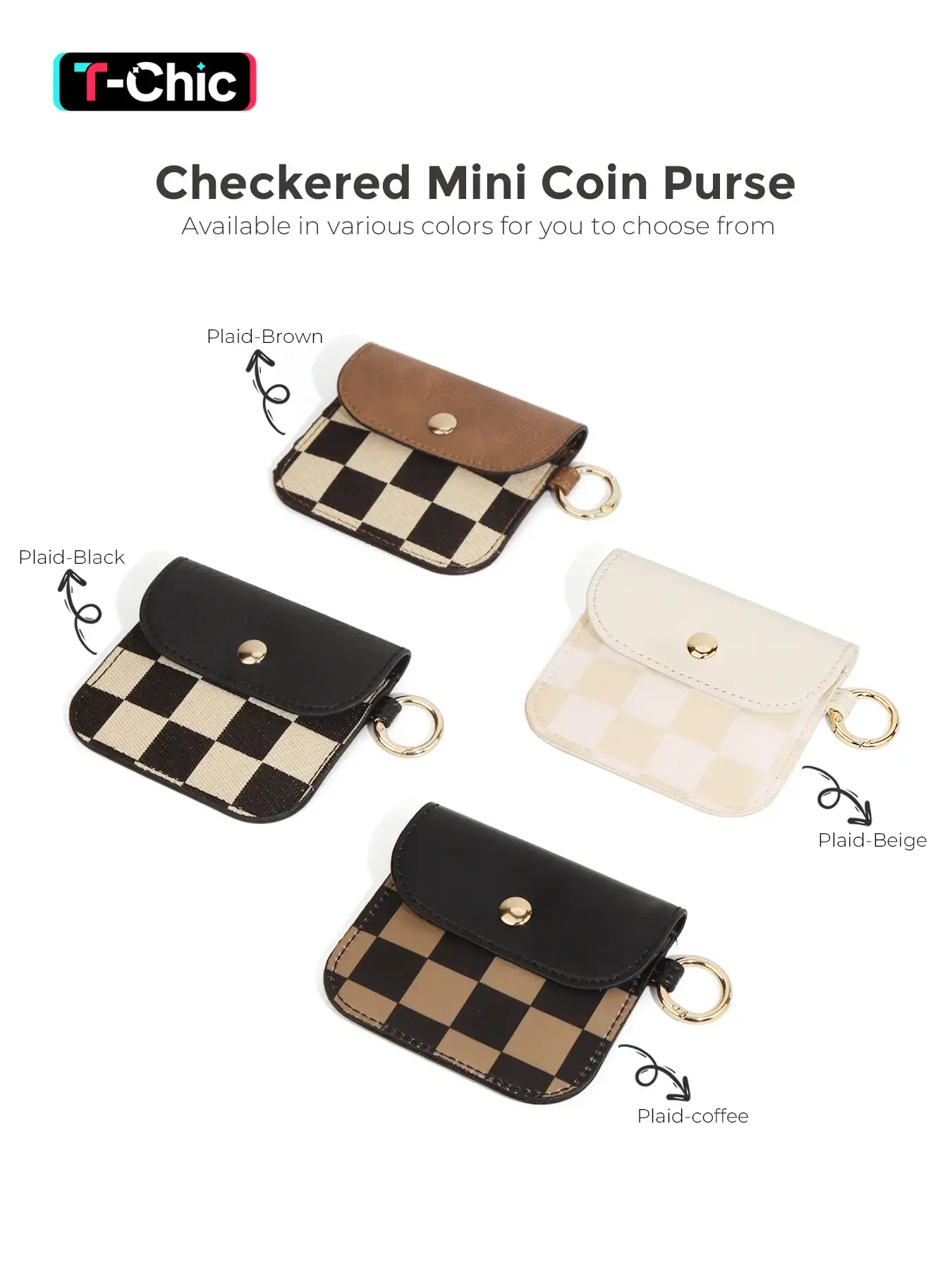 Checkered Small Coin Purse , Mini Earbud Case with Carabiner, Portable Earphone Case Headphone Protective Storage Pouch Bag, Earbud Holder, Earbud Sleeve Pocket