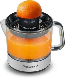 BPA-Free 40-Watt Electric Citrus Juicer, Compact, Large Volume, Pulp Control, Oranges, Lemons, Limes, Grapefruits with Easy Pour Spout, 24oz, Black/Stainless Steel