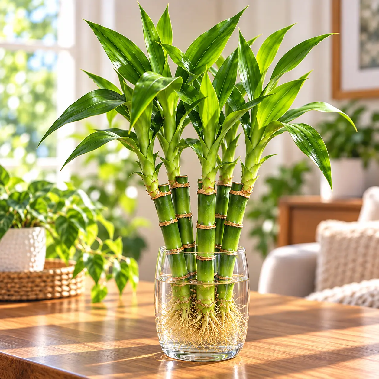 6" Live Lucky Bamboo Stalks - Bulk 5-Stalk Indoor Feng Shui Decorative Plants, Suitable for Water or Soil Growing, Indirect Light Use, Home Improvement & Garden Supplies (Indoor Use Included)