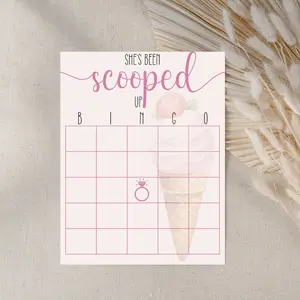 Bridal Shower Blank Bingo Card Template, She's Been Scooped Up Bridal Shower Ide